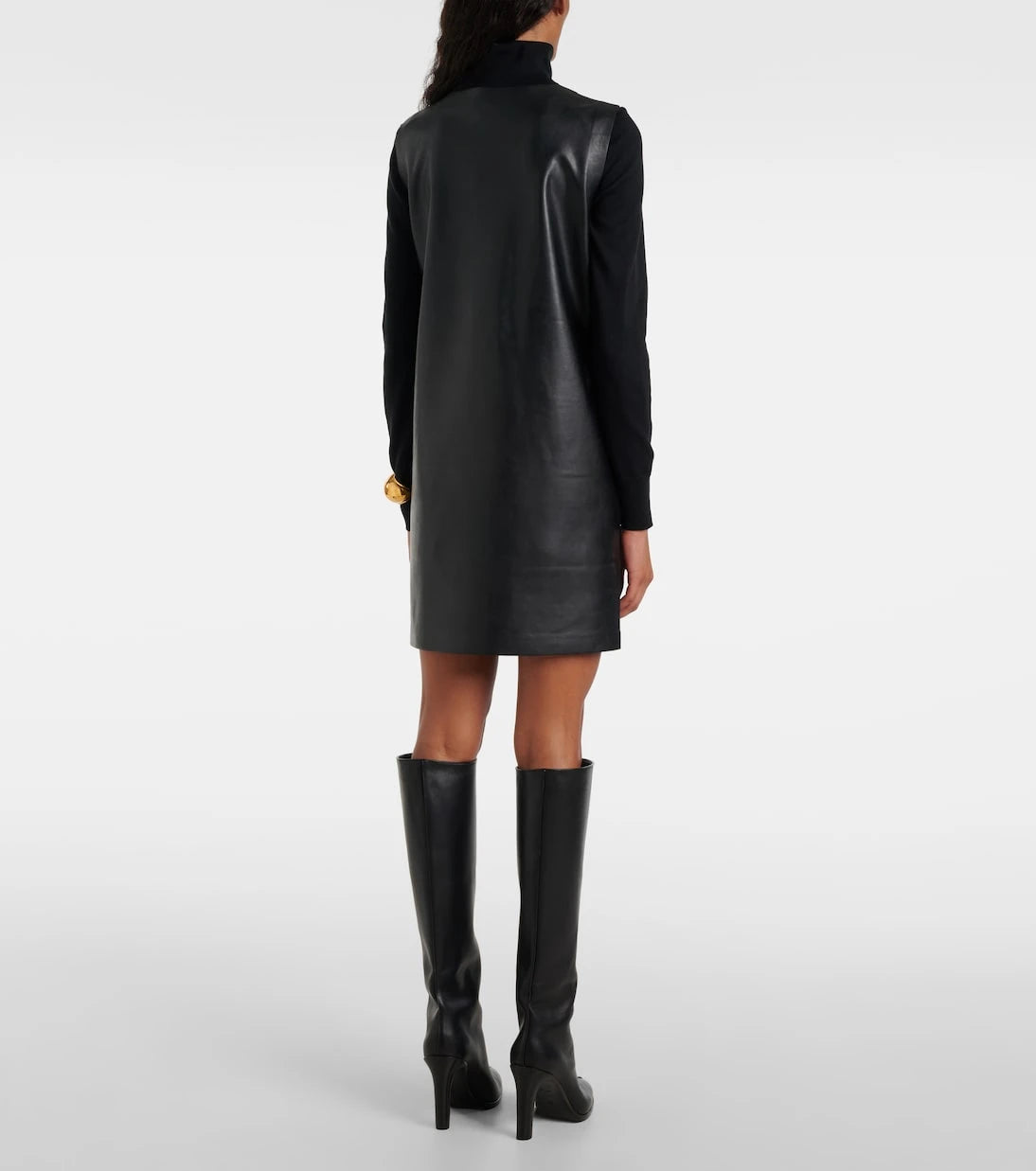 Norma Kamali - Gathered faux leather minidress