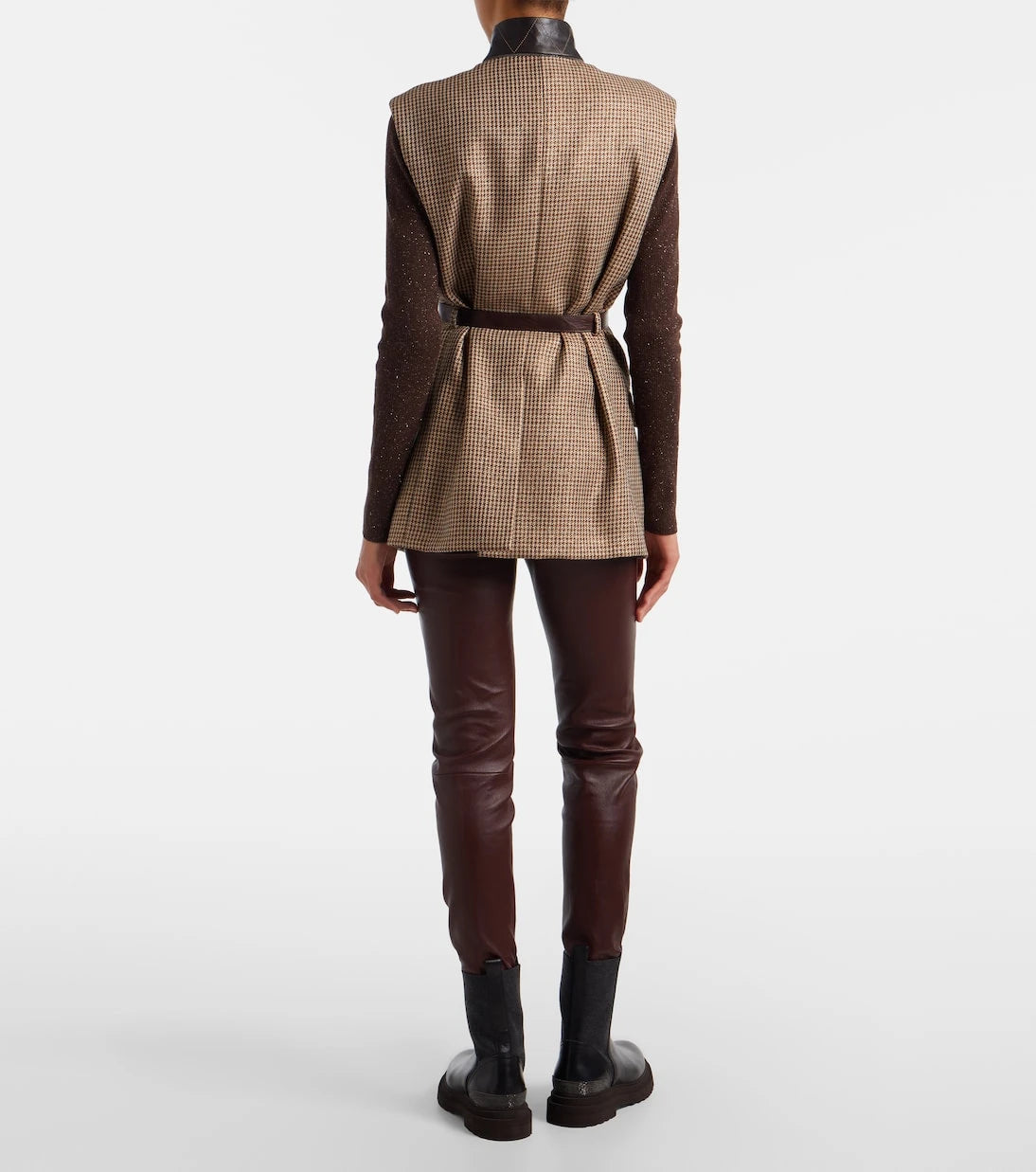 Brunello Cucinelli - Wool-trimmed leather slim pants