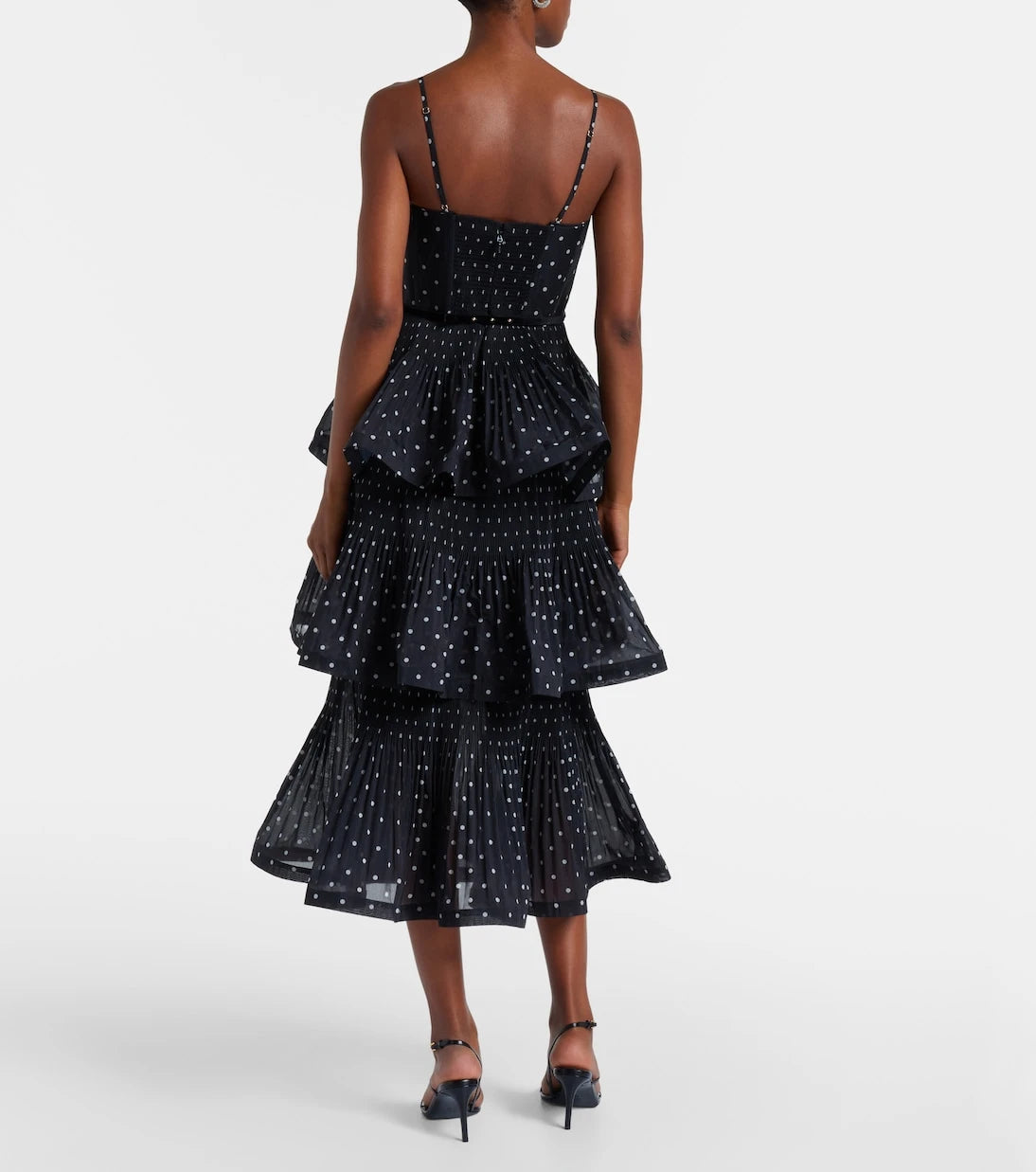 Zimmermann - Polka-dot tiered midi dress