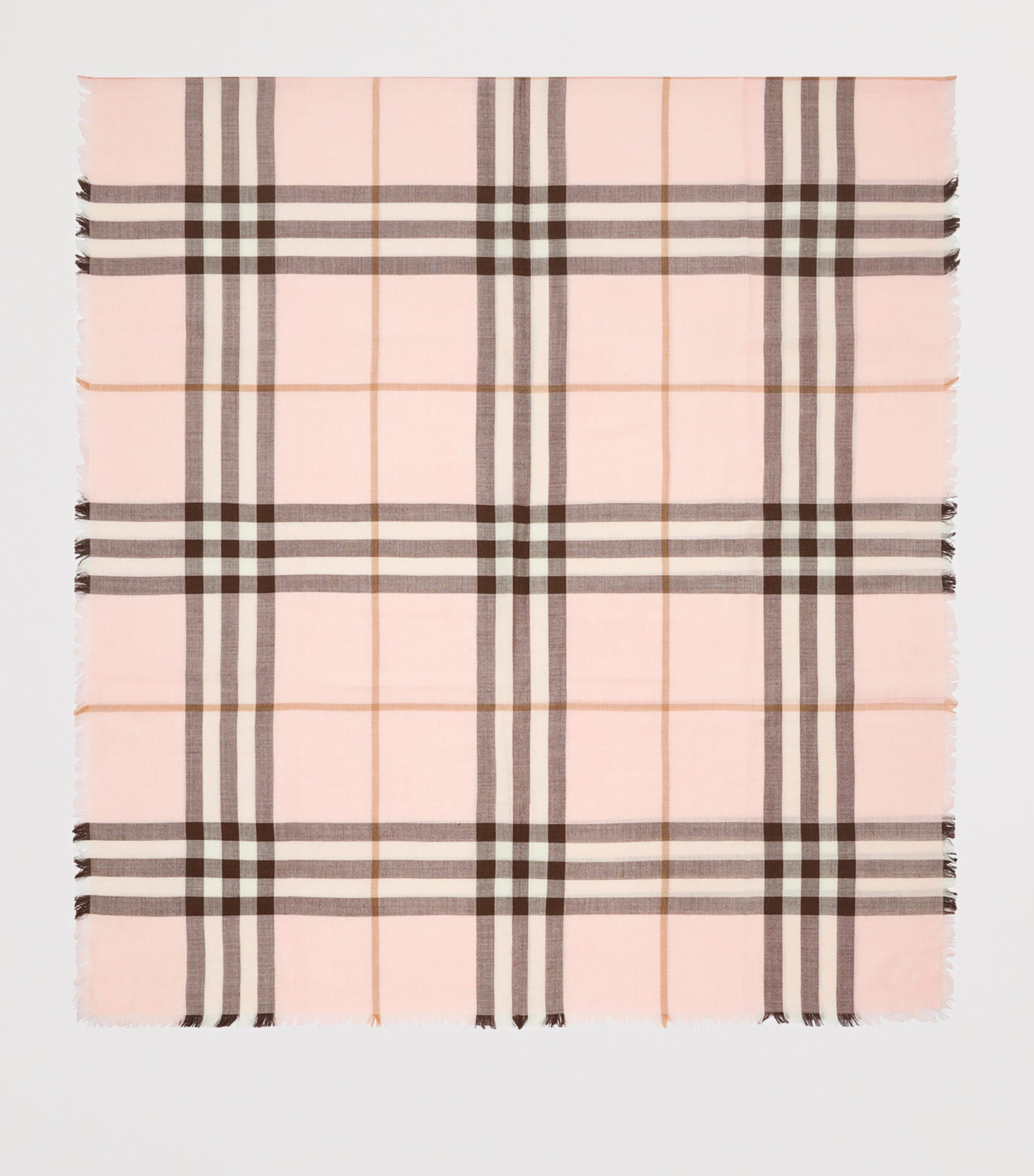 Burberry Pink Wool-Silk Reversible Check Scarf