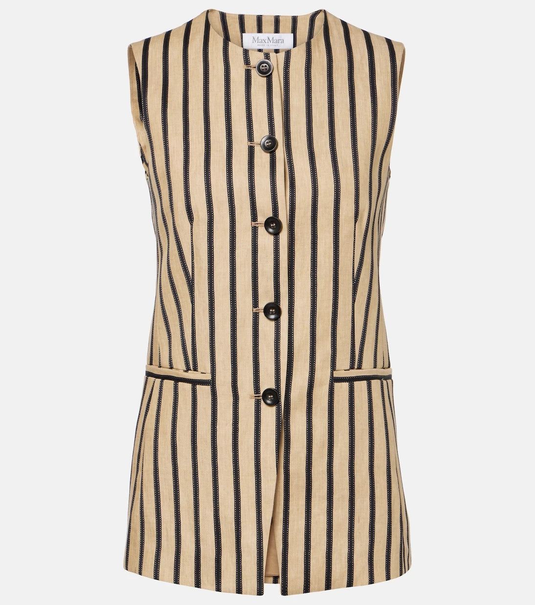 Max Mara - Rodeo striped linen and cotton-blend top