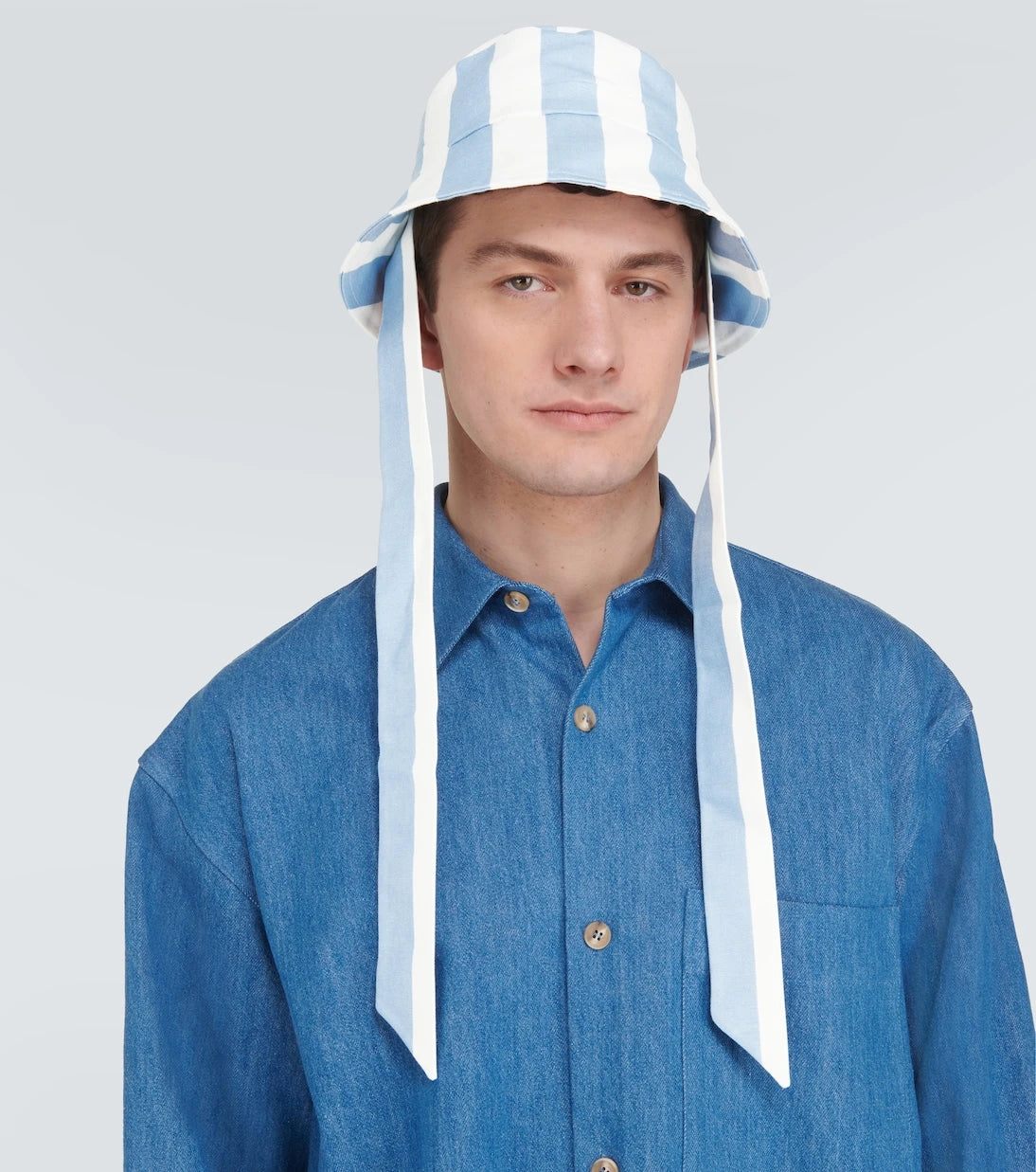King & Tuckfield - Striped cotton canvas bucket hat