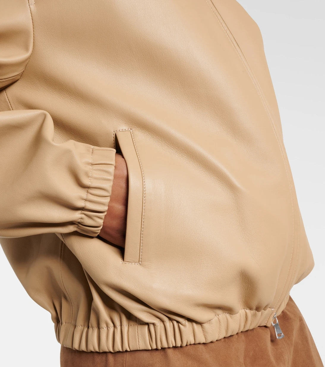 Nour Hammour - Leo leather zip-up hoodie