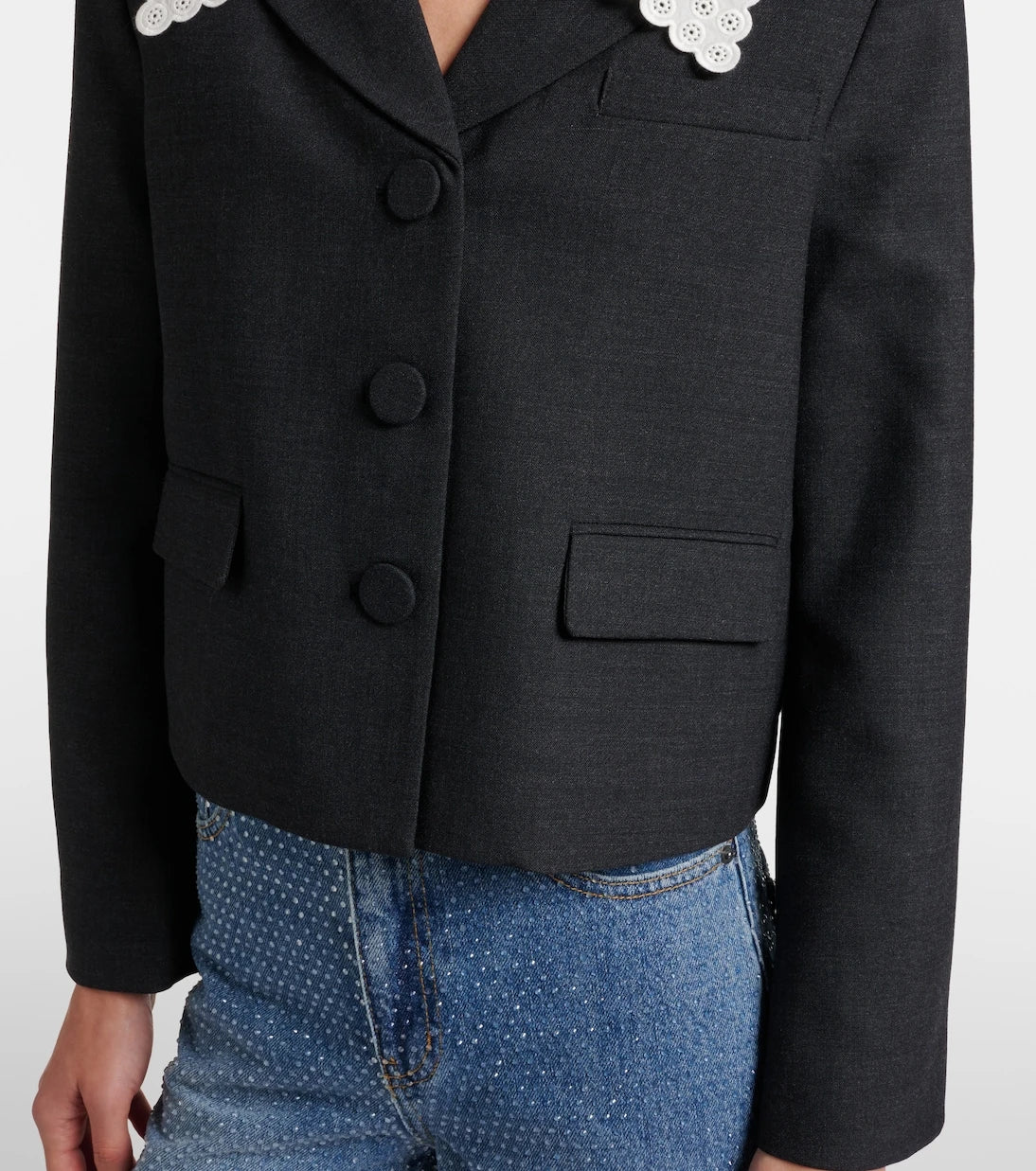 Self-Portrait - Broderie anglaise cropped jacket