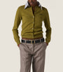 Green Cashmere Detachable-Collar Cardigan