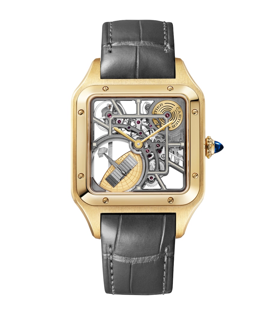 Cartier Large Yellow Gold Santos-Dumont Skeleton Watch 43.5mm