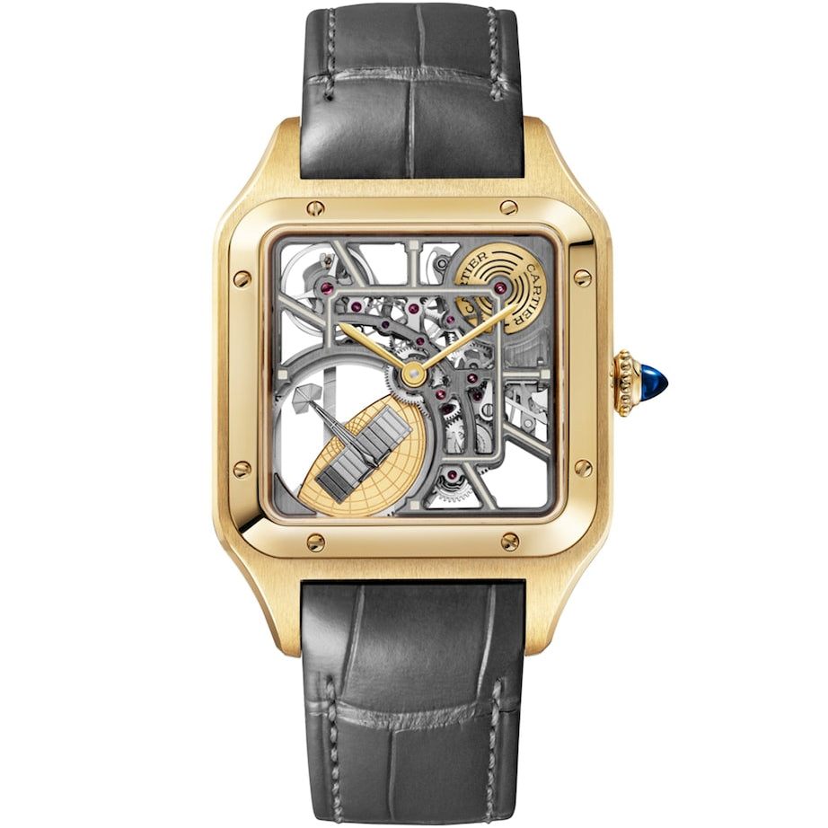 Cartier Large Yellow Gold Santos-Dumont Skeleton Watch 43.5mm