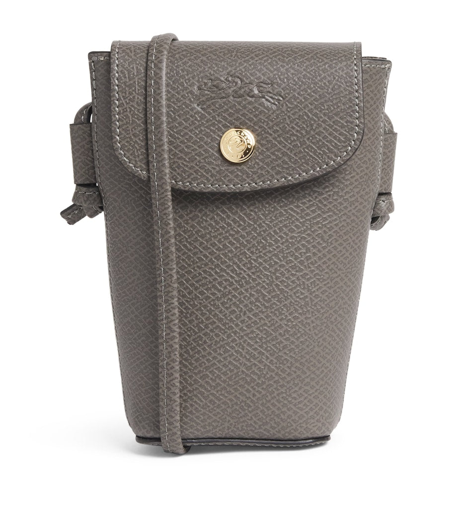 Longchamp Blue Leather Épure Phone Case with Strap