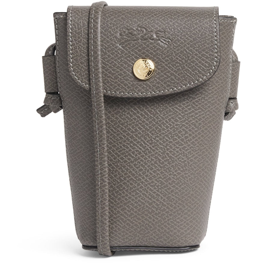 Longchamp Blue Leather Épure Phone Case with Strap