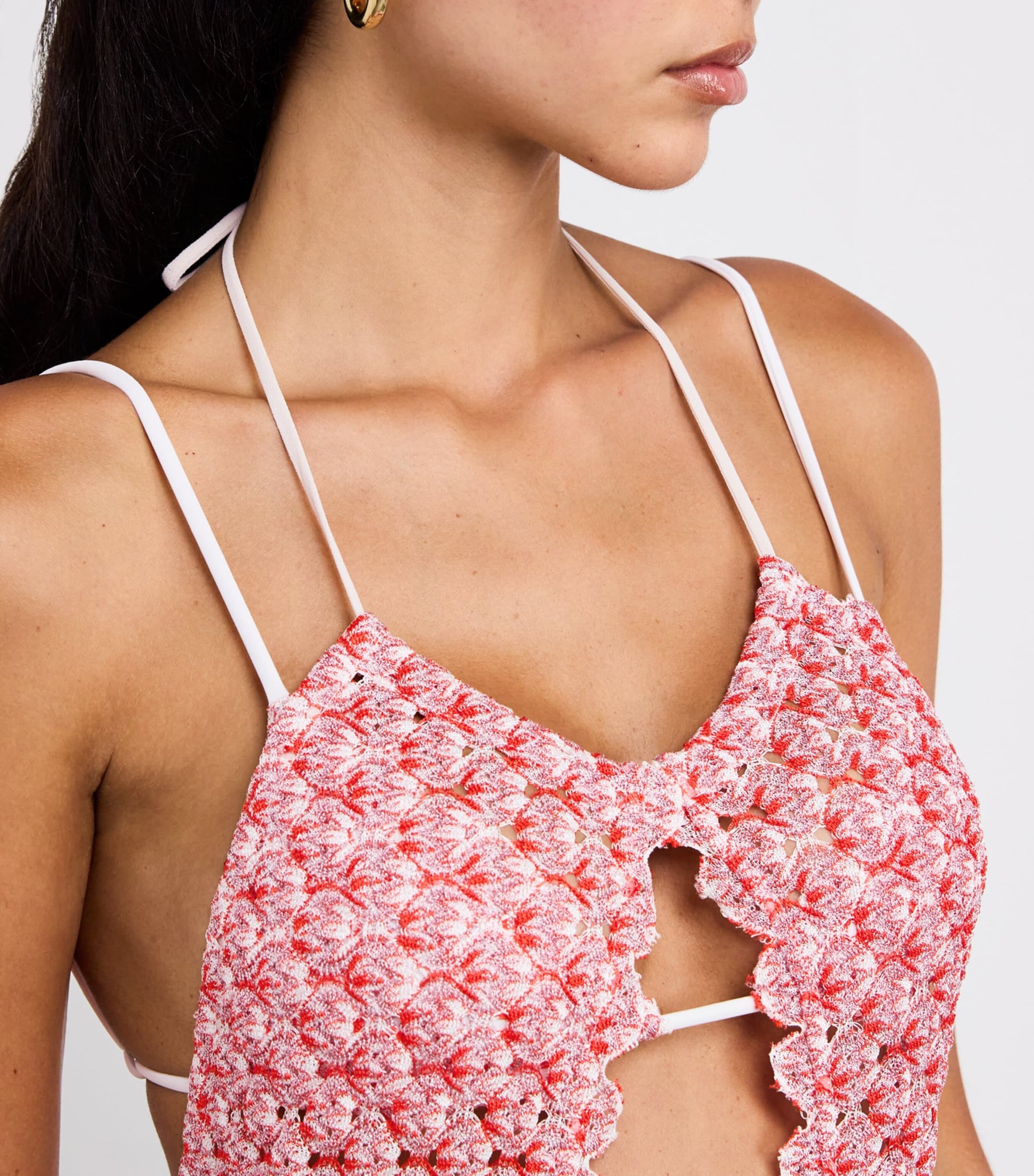 Missoni Red Crochet Halterneck Jumpsuit