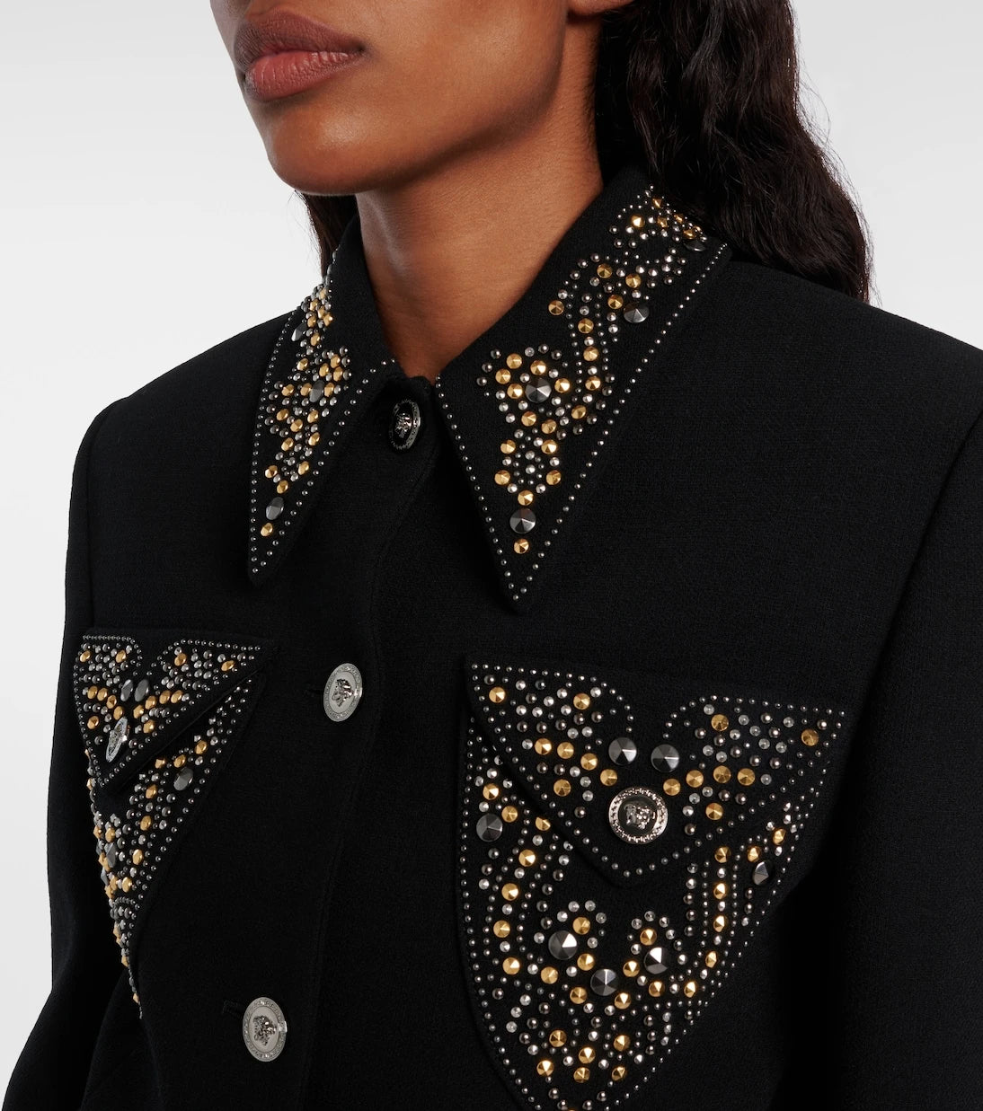 Versace - Studded wool-blend jacket