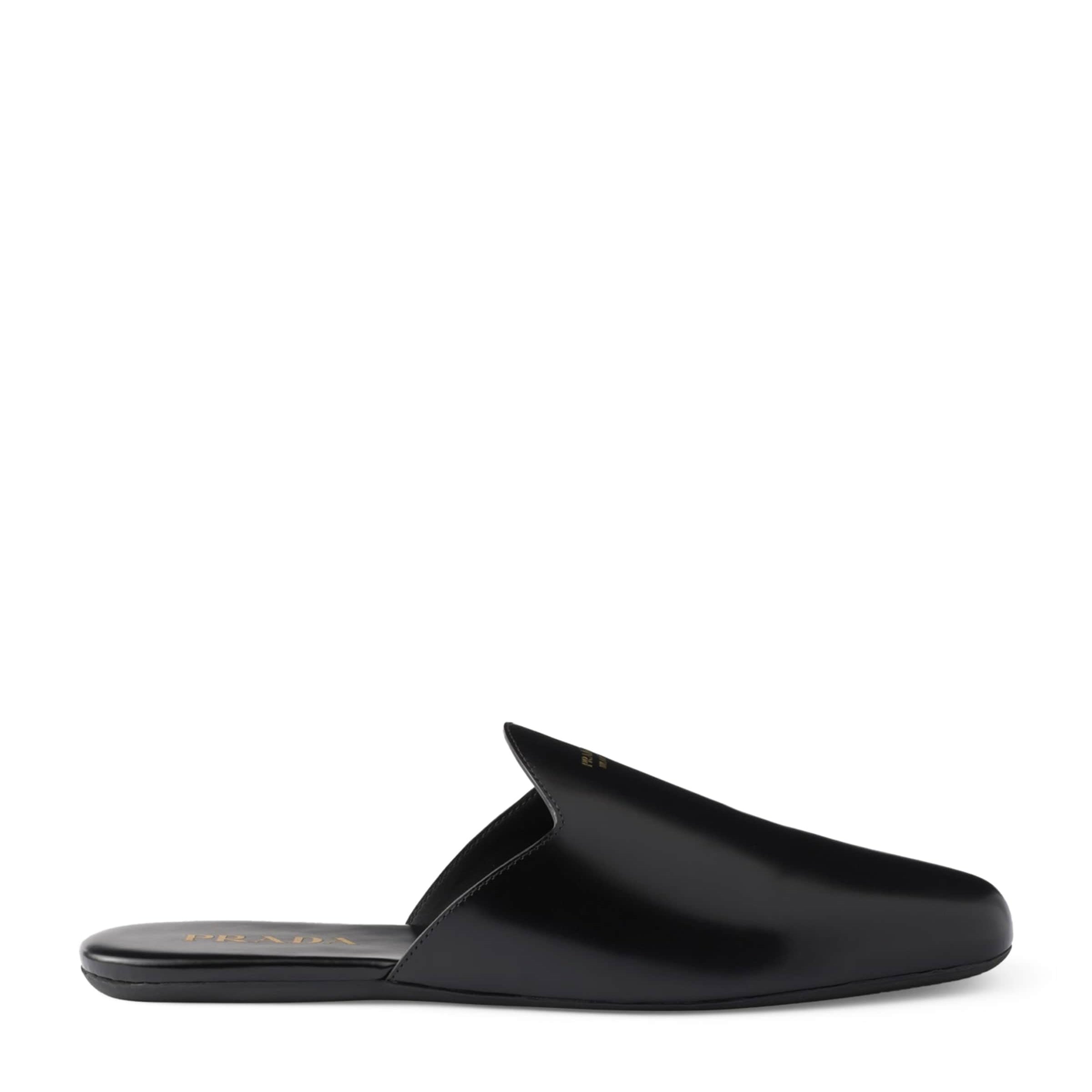 Prada Black Leather Flat Mules