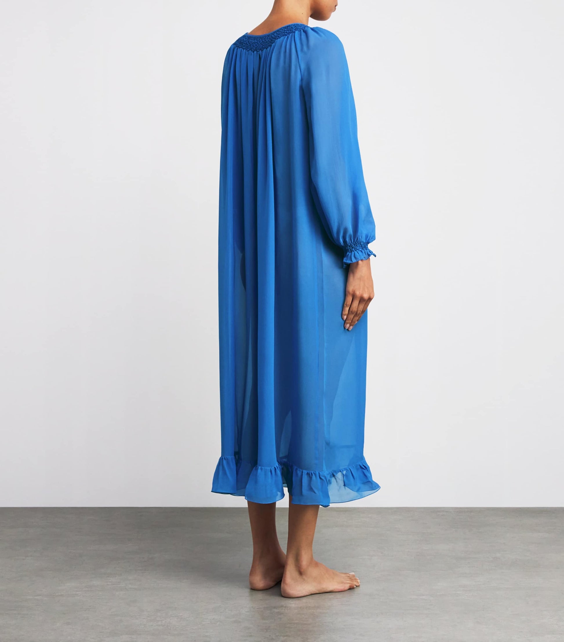 Loretta Caponi Blue Silk Sheer Severa Nightdress