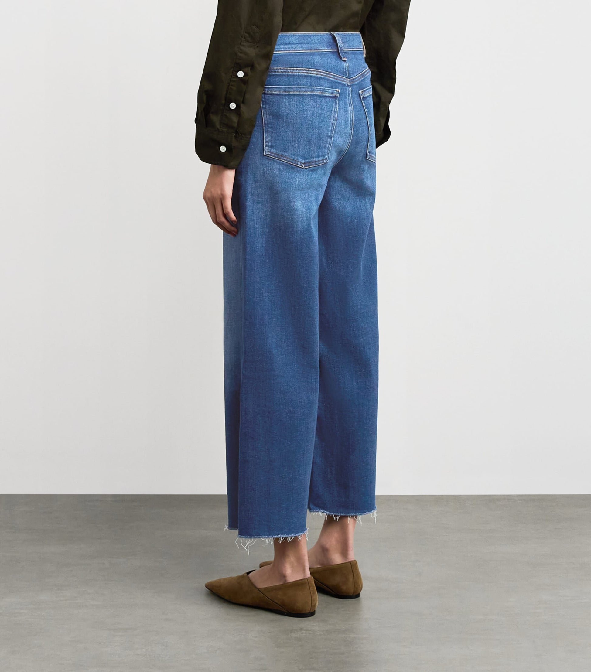 Citizens of Humanity Blue Cropped Lyra Wide-Leg Jeans