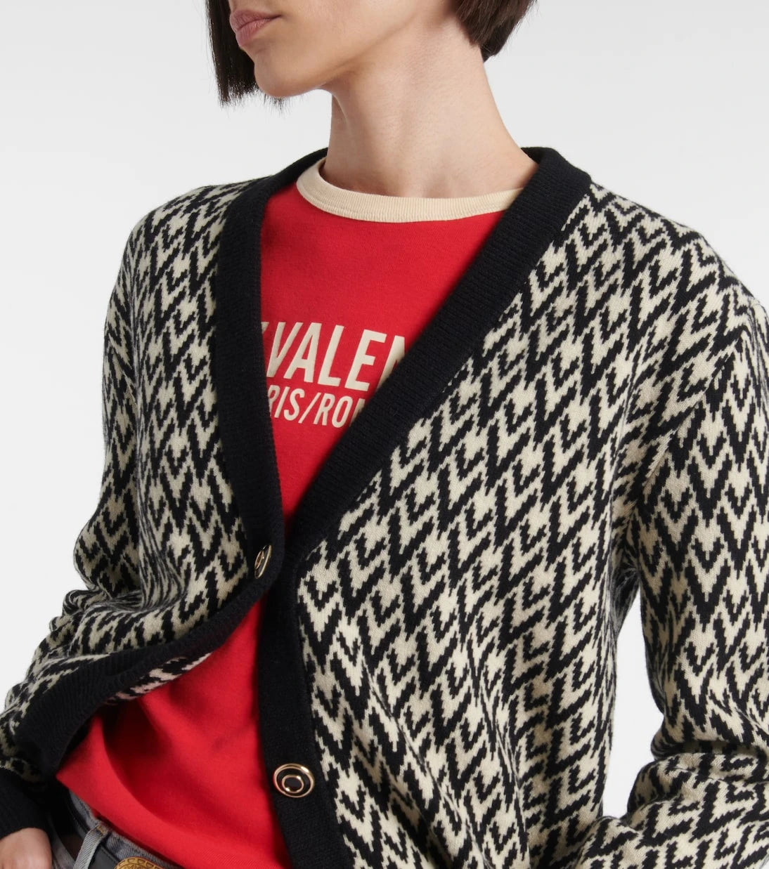 Valentino - Toute La V virgin wool jacquard cardigan