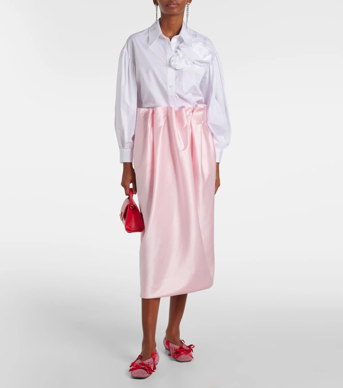 Simone Rocha - Floral-appliqué cotton shirt