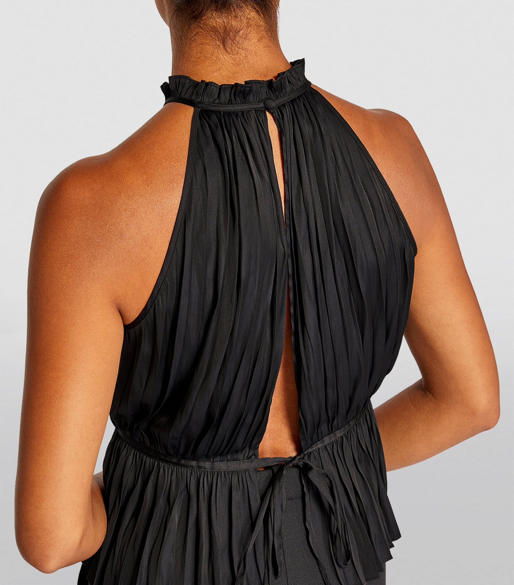 Maje Black Sleeveless Pleated Top