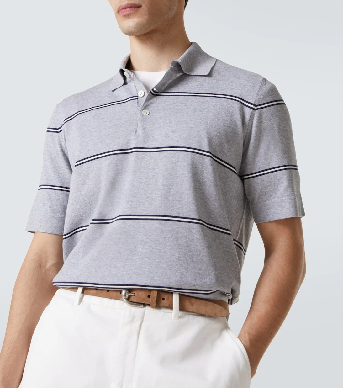 Brunello Cucinelli - Striped cotton polo shirt