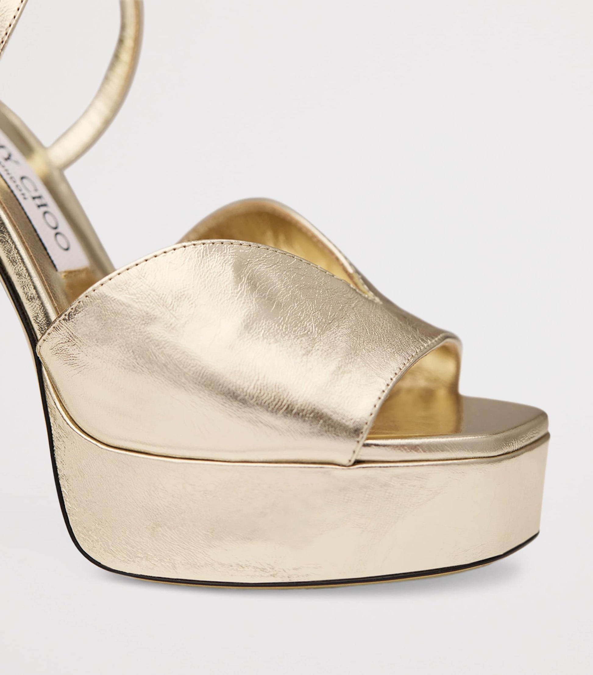 Jimmy Choo Gold Karli 125 Metallic Leather Platform Sandals
