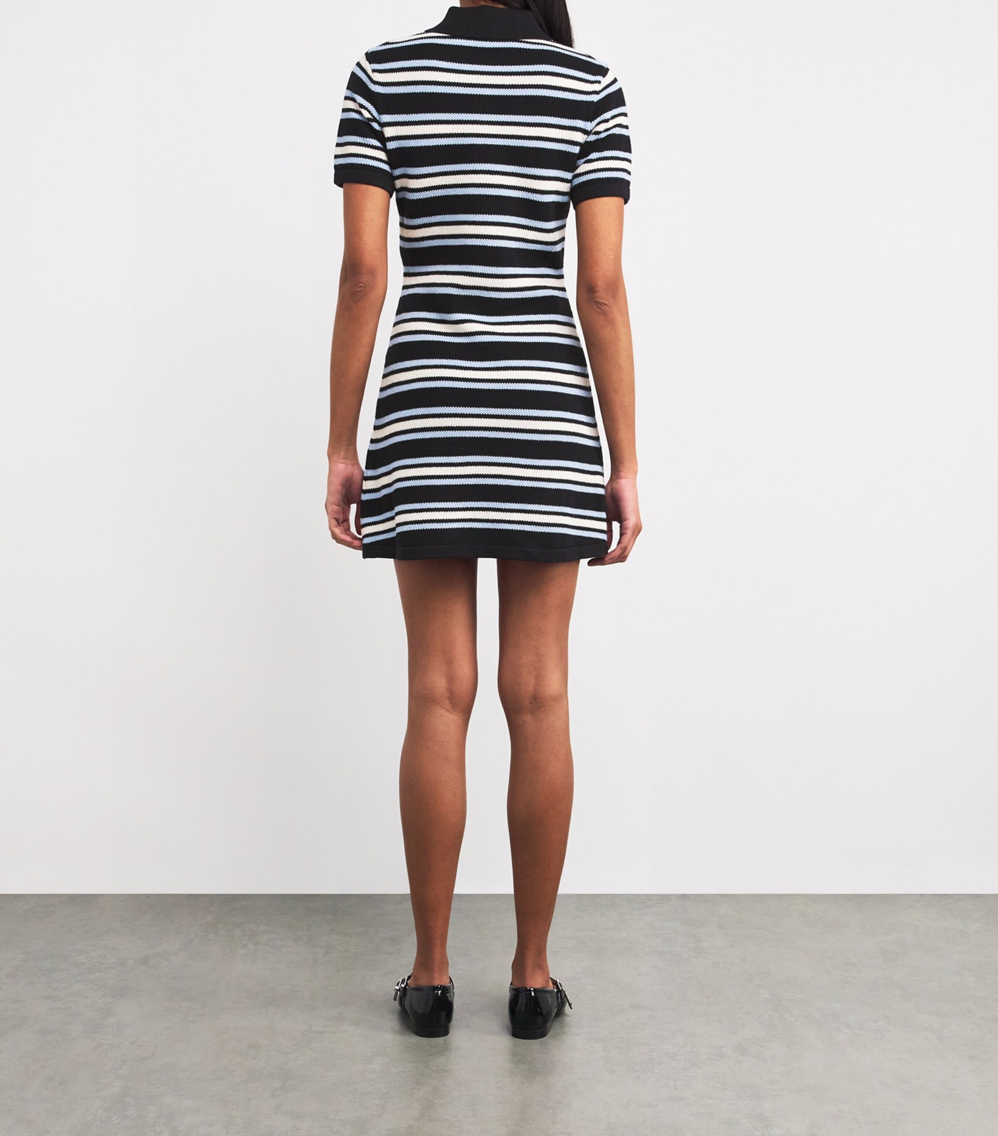 Maje Multi Striped Polo Mini Dress