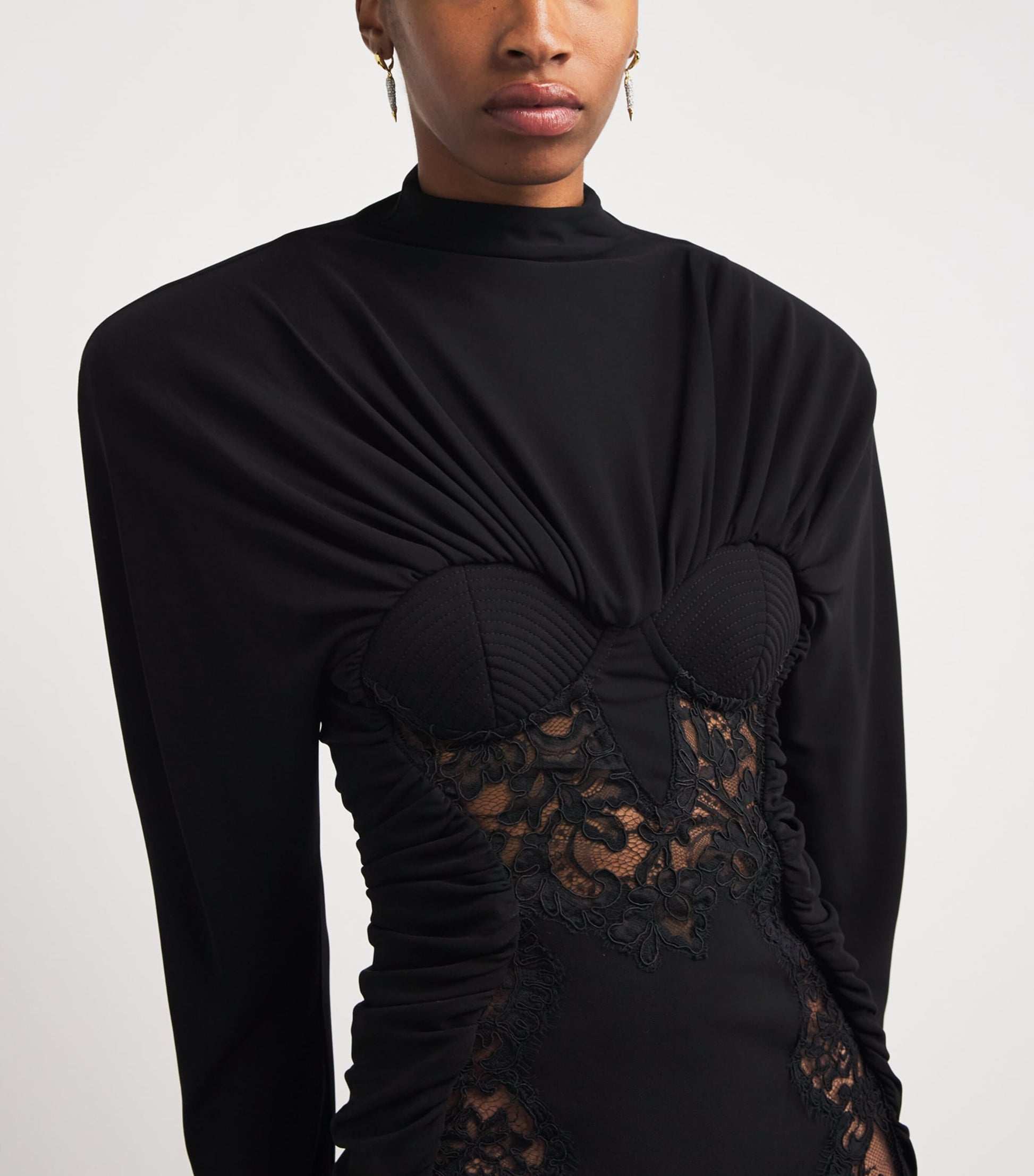 Stella McCartney Black Lace-Detail Mini Dress