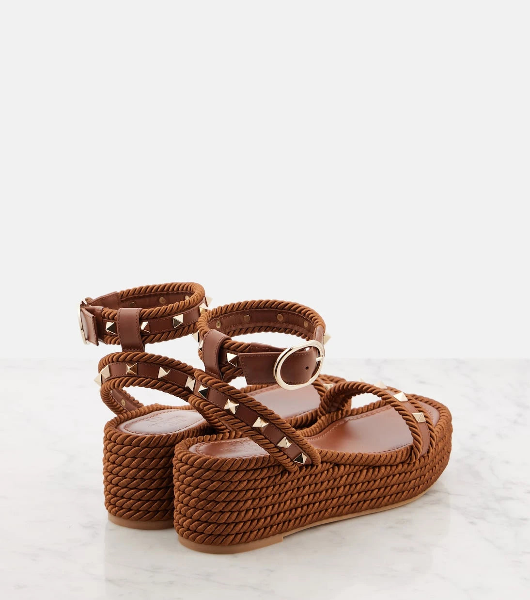 Valentino Garavani - Rockstud Torchon leather espadrilles