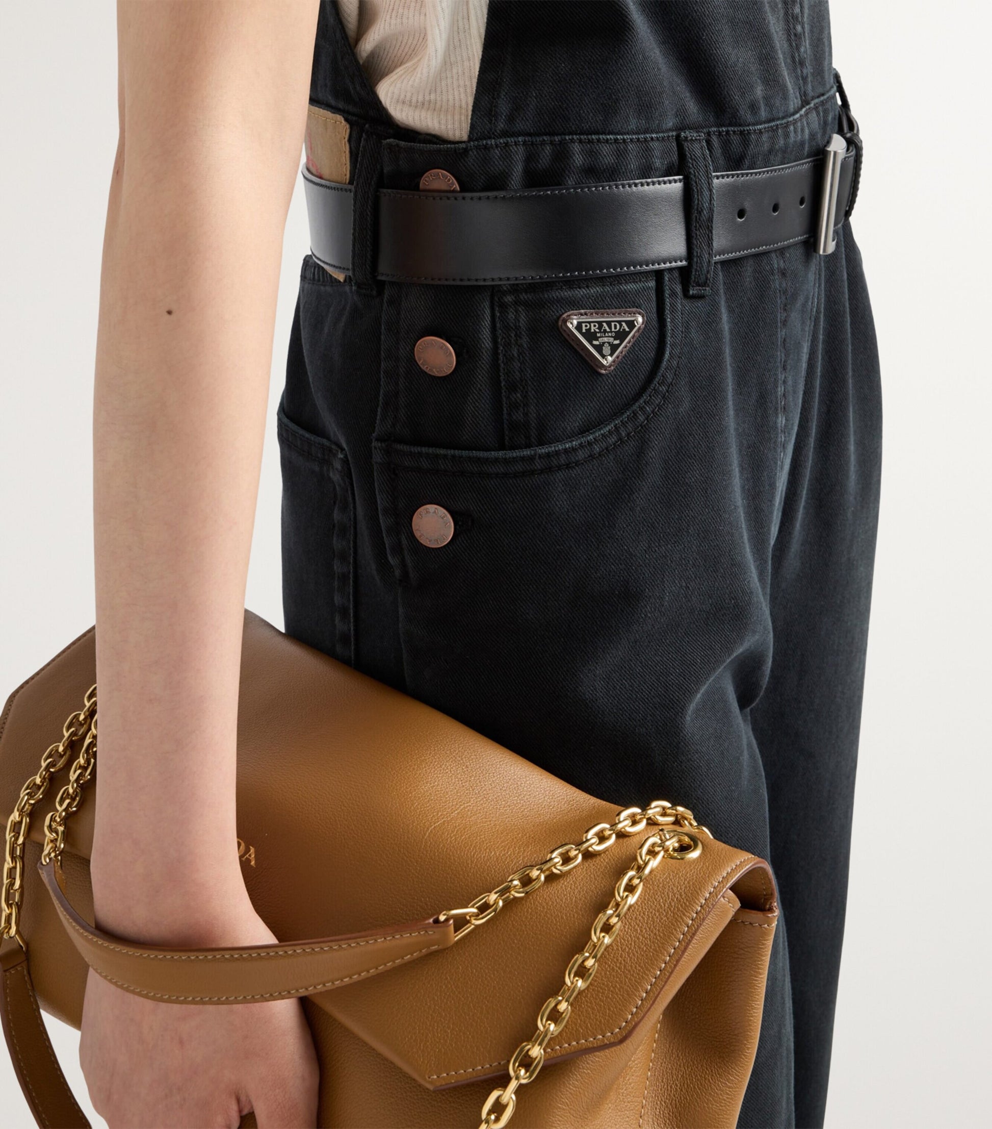 Prada Black Denim Dungarees