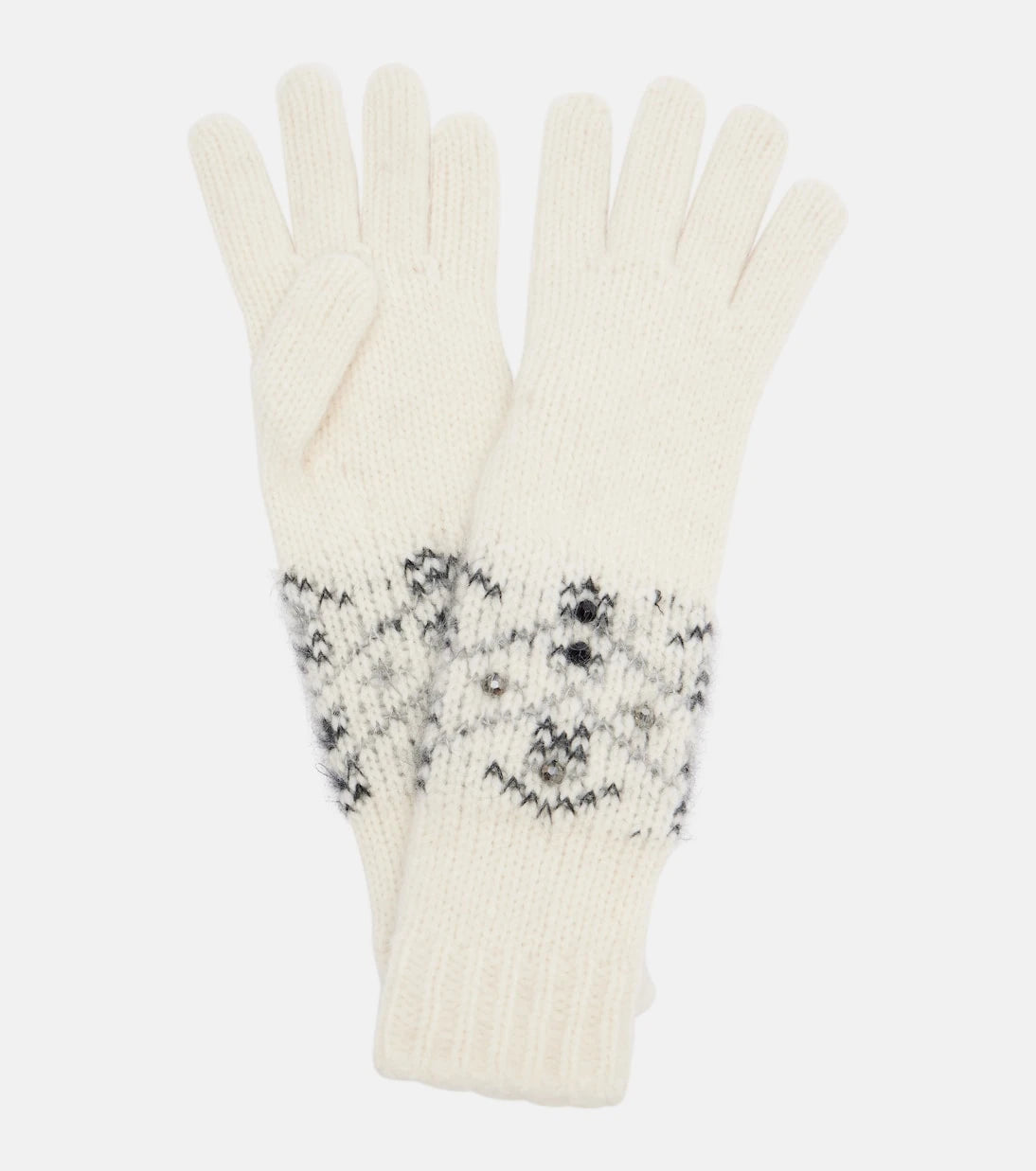 Moncler - Embellished alpaca and wool-blend gloves