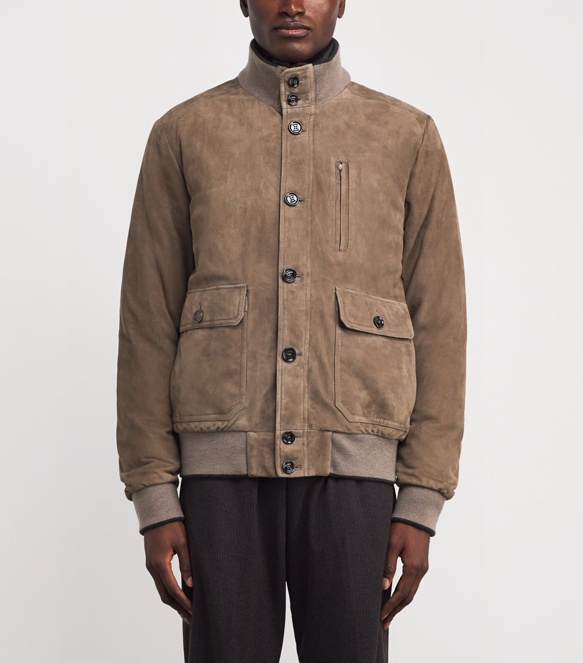 Grey Suede Down Adelsio Bomber Jacket