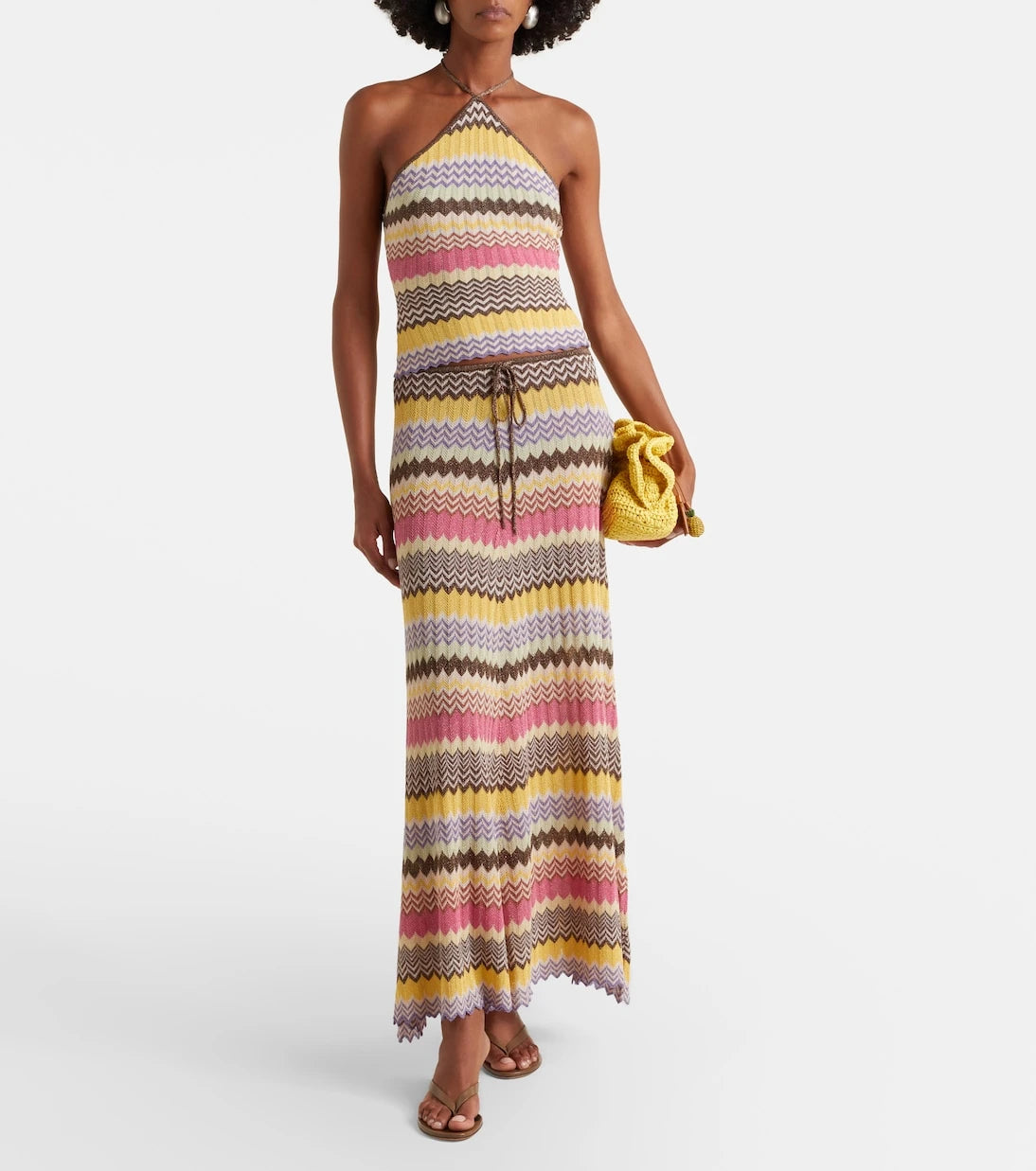 Faithfull - Ria chevron halterneck lamé top