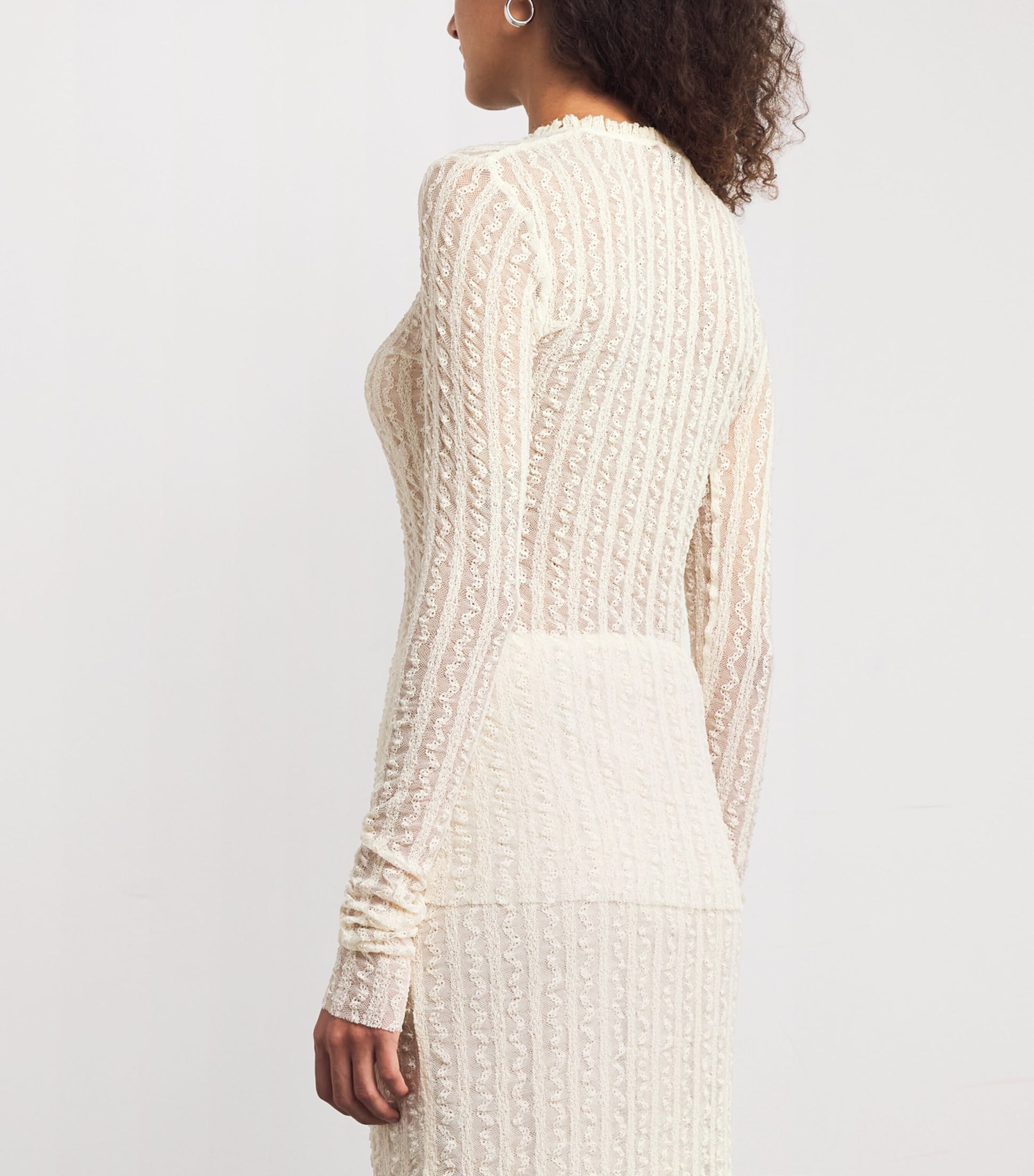 MAX&Co. White Lace Long-Sleeve T-Shirt