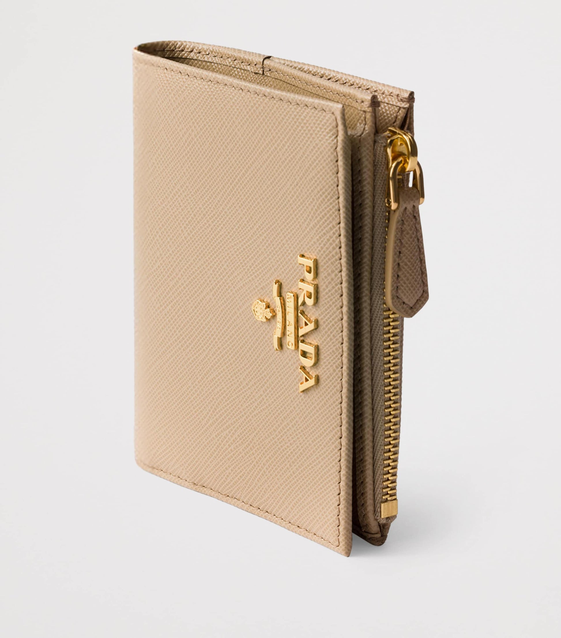Prada Neutral Small Saffiano Leather Bifold Wallet