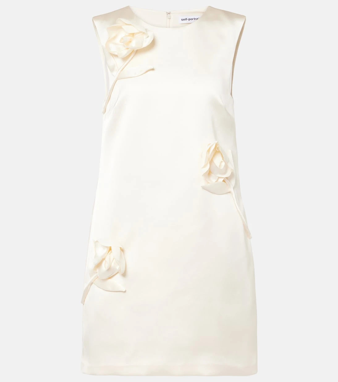 Self-Portrait - Floral-appliqué satin minidress