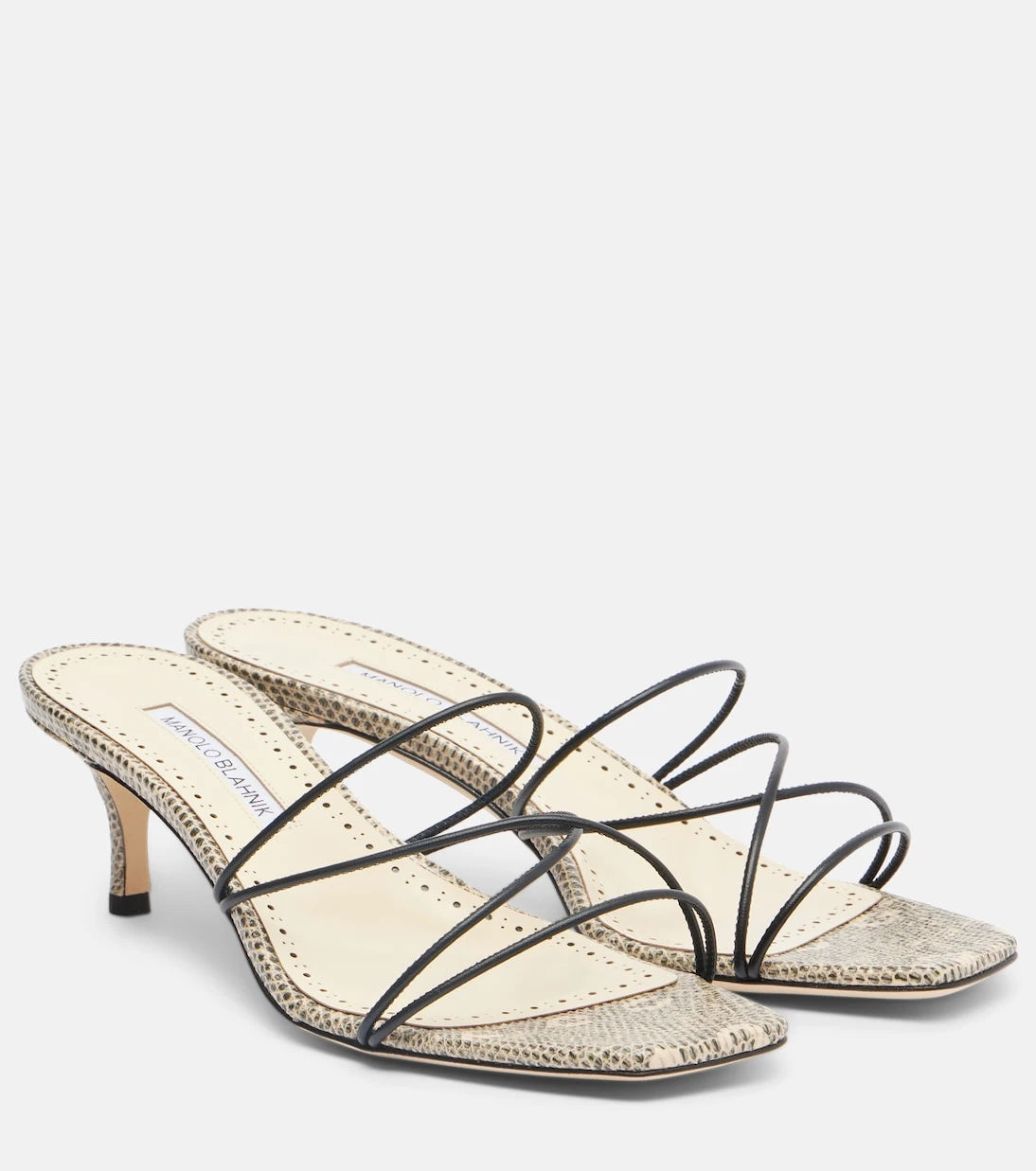 Manolo Blahnik - Ninfe 50 snake-effect leather mules