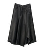 Black Cotton Asymmetric Midi Skirt