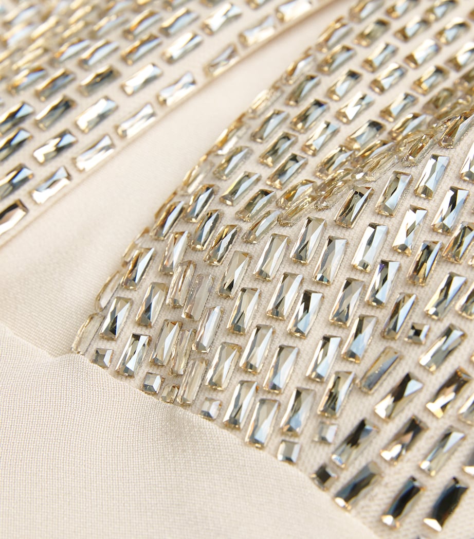 Roland Mouret Ivory Silk Embellished Halterneck Maxi Dress