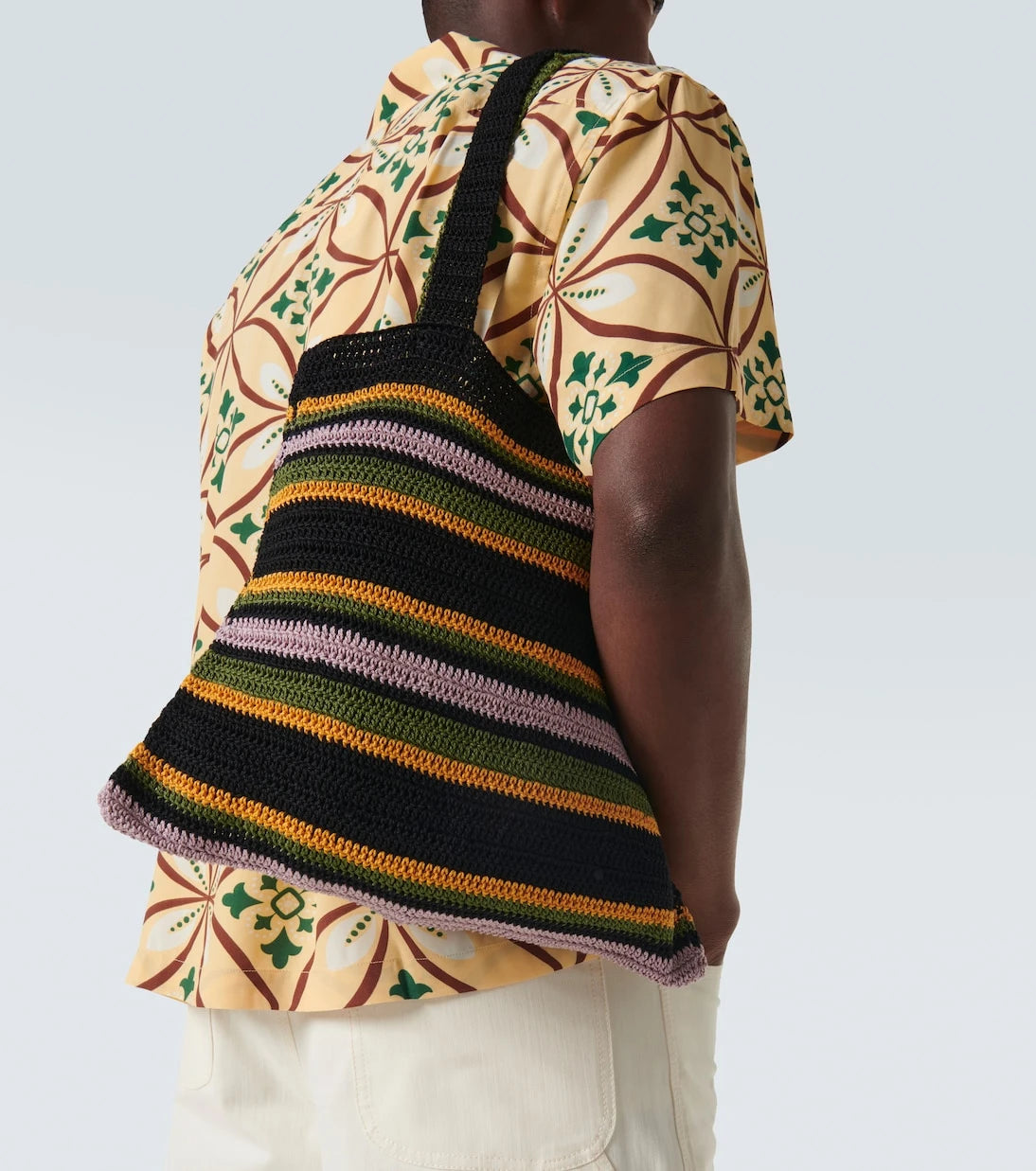 Bode - Harbor Stripe crochet cotton tote bag