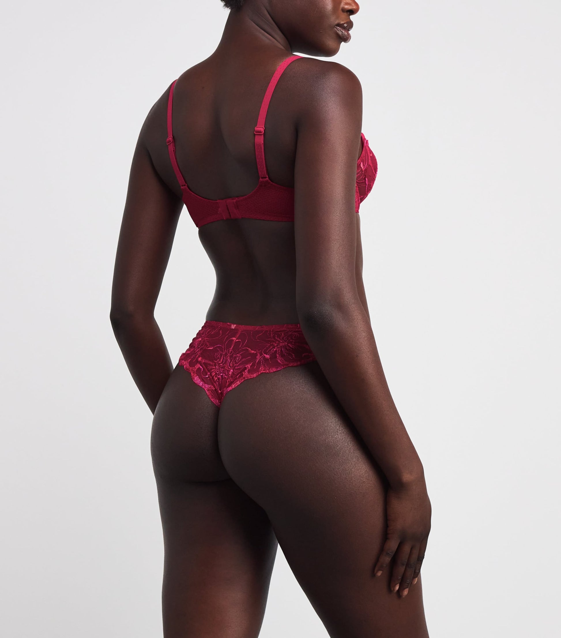 Embroidered Fleurs Balconette Bra B01 CANDY APPLE