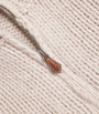 Beige Wool Quarter-Zip Sweater