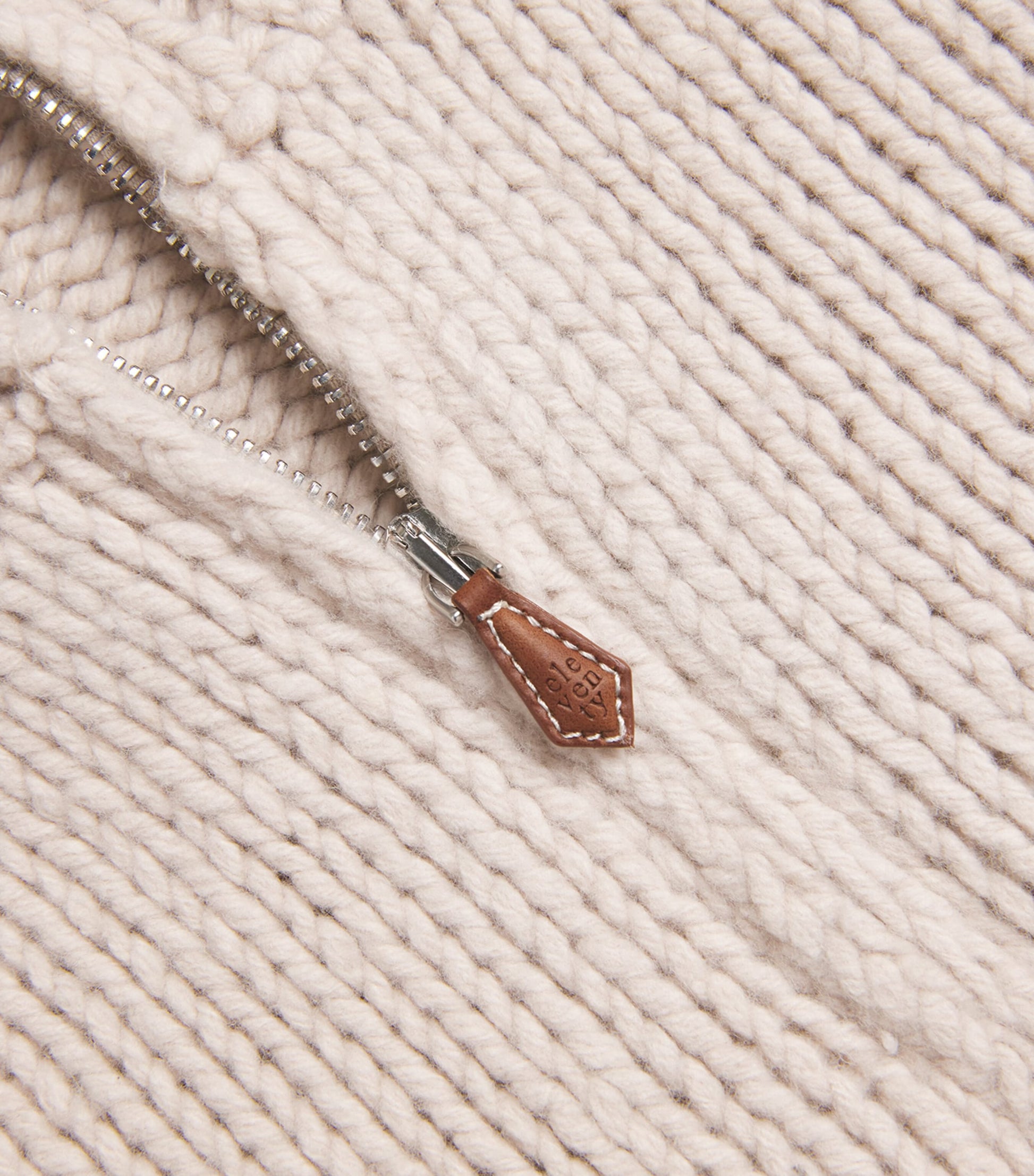 Beige Wool Quarter-Zip Sweater