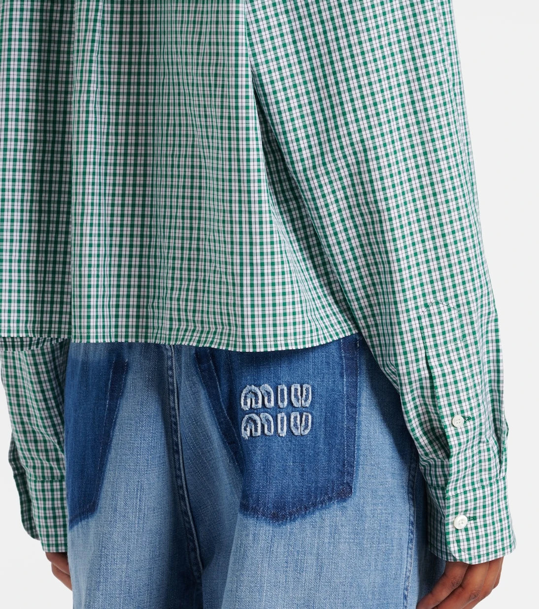 Miu Miu - Checked cropped cotton shirt