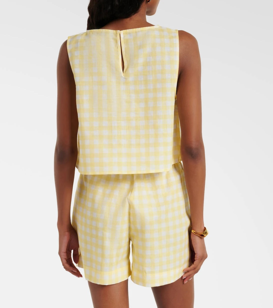 Asceno - Kobe gingham linen and cotton crop top