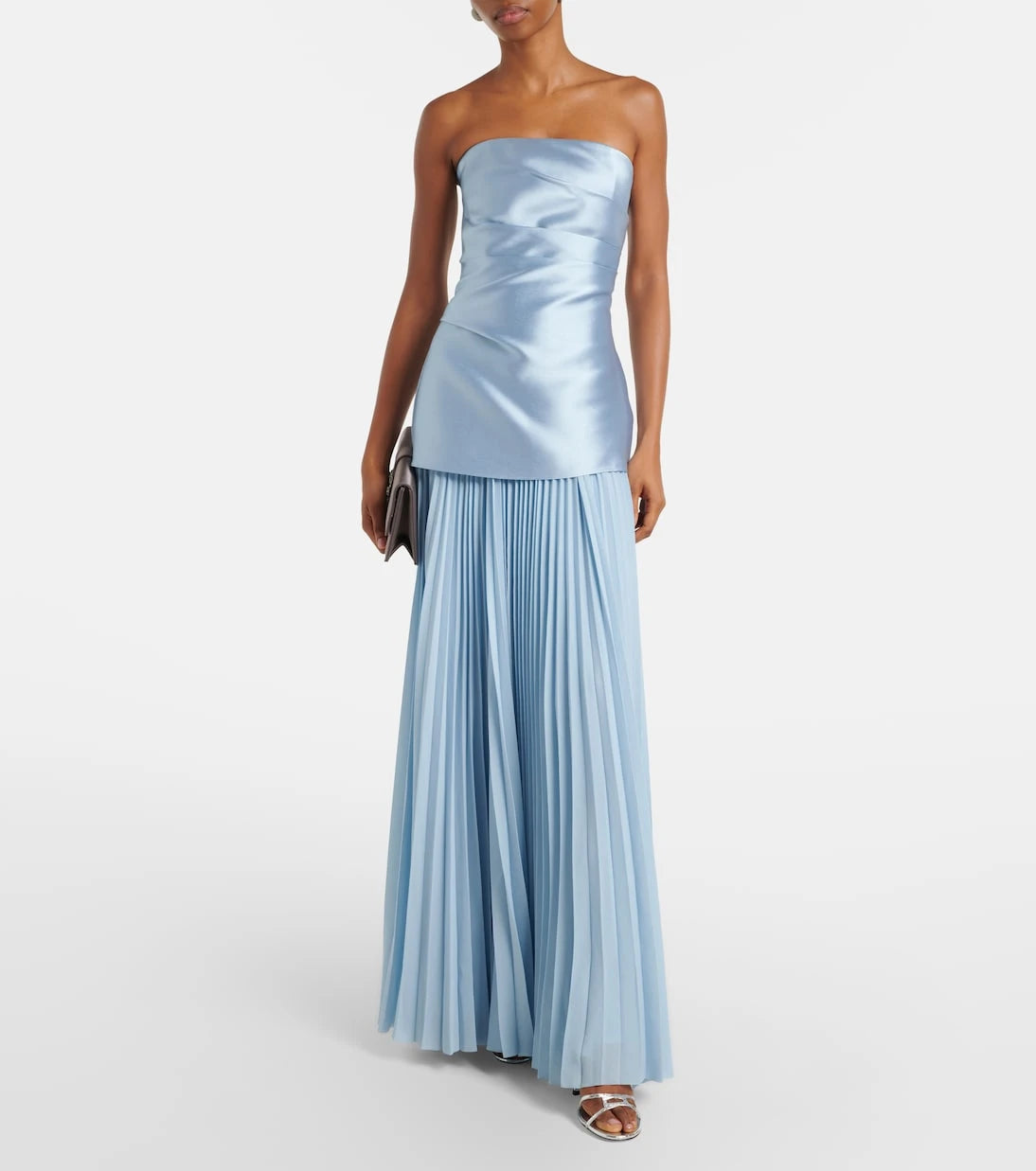Solace London - Claudette satin-trimmed bustier gown