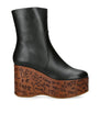 Chloé Black Leather Maxime Wedge Ankle Boots 80