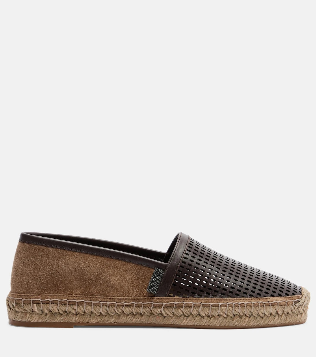 Brunello Cucinelli - Monili leather and suede espadrilles