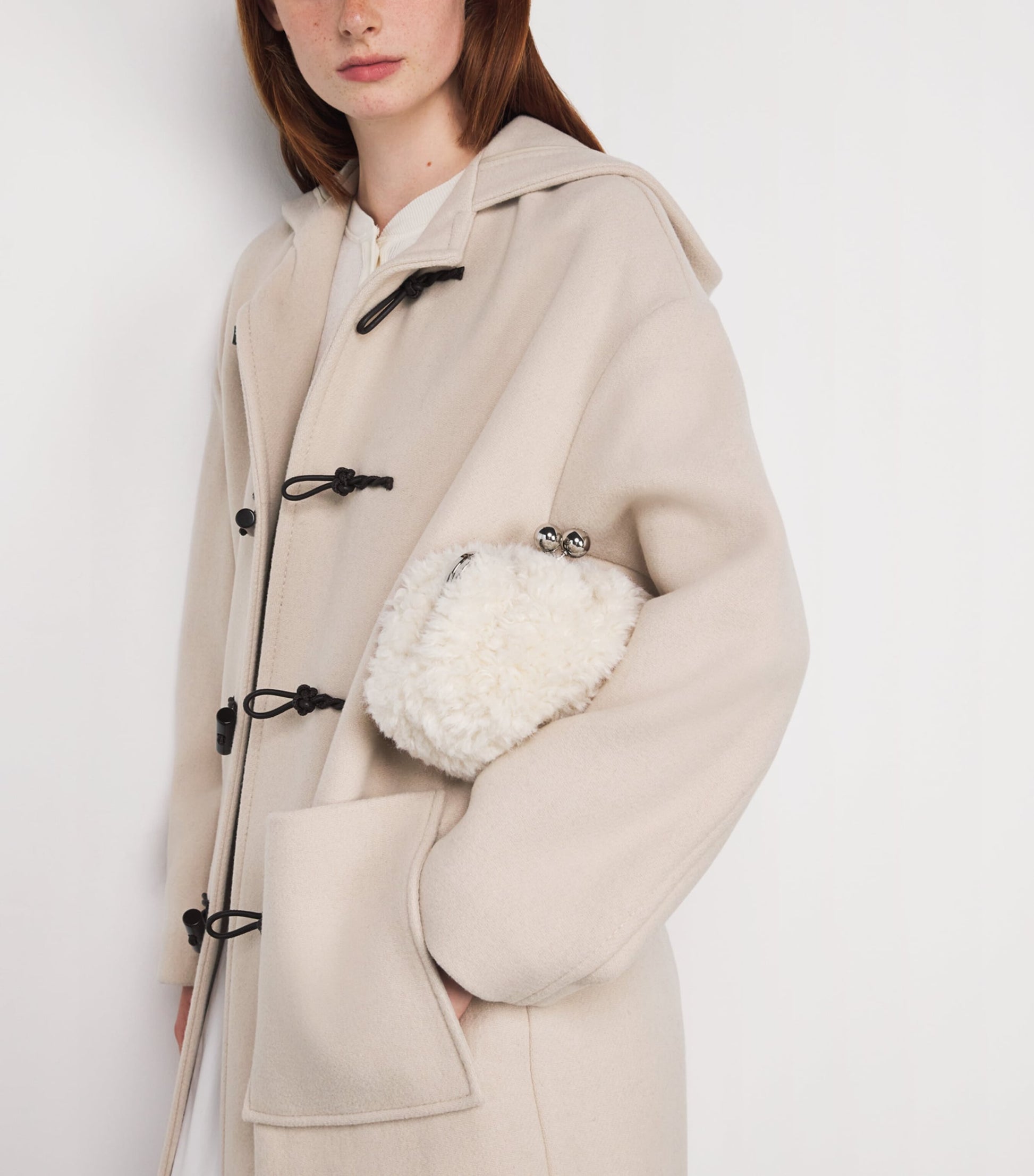 MAX&Co. White Wool-Blend Duffle Coat