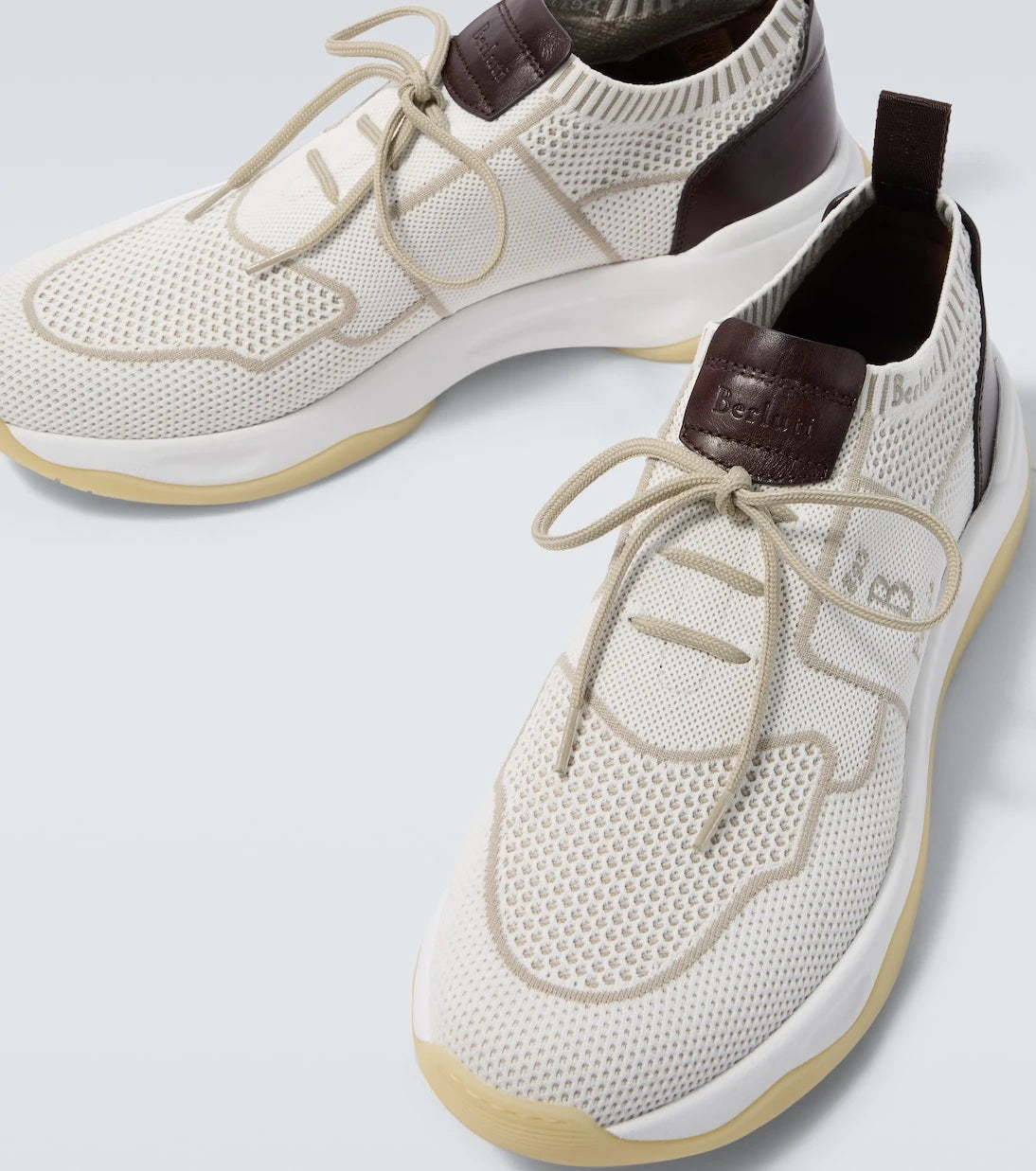 Berluti - Shadow leather-trimmed knitted sneakers