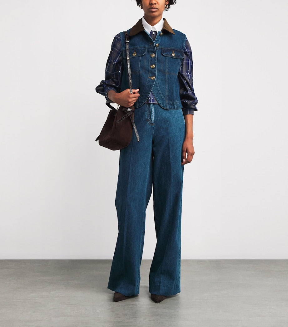 Sandro Paris Blue Denim Waistcoat