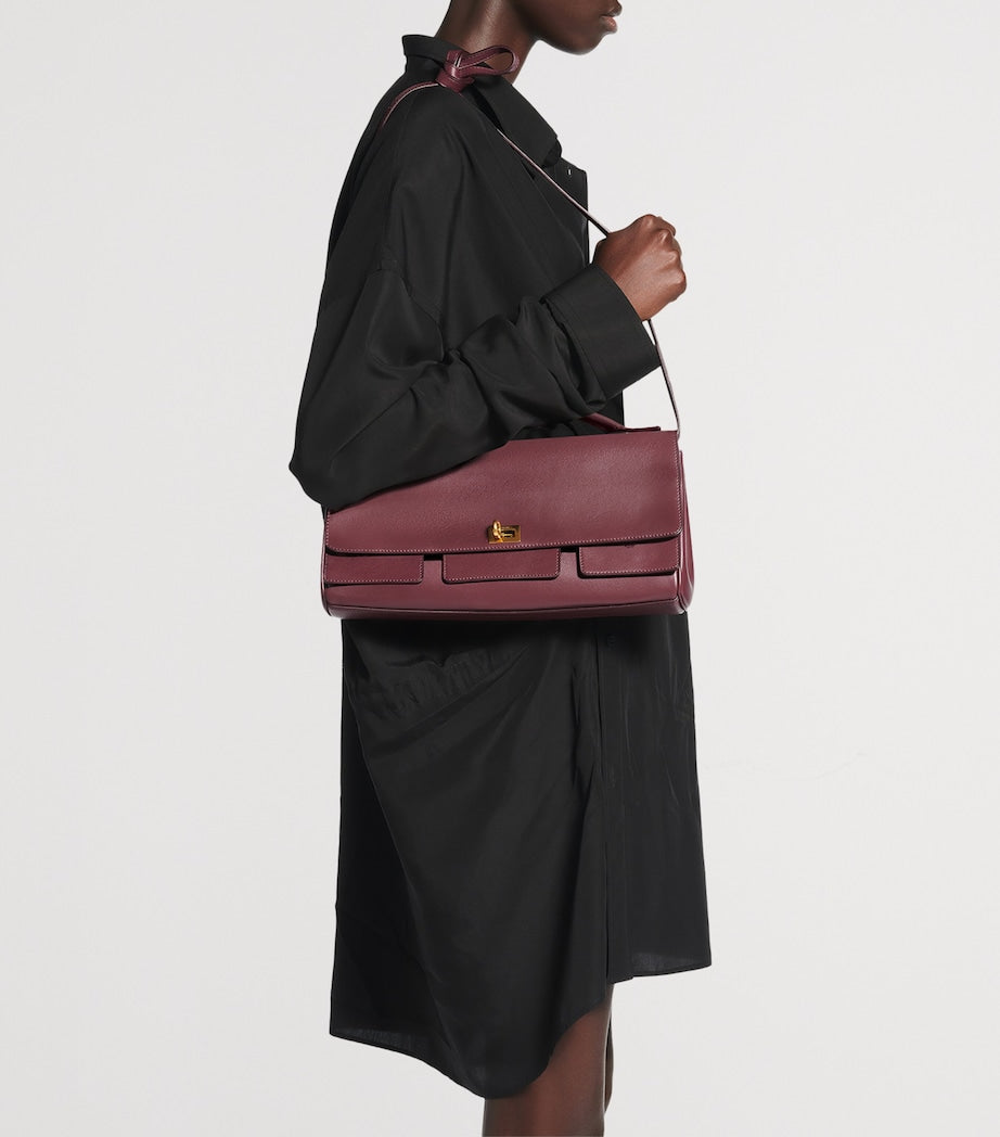 Balenciaga Red Small Calfskin Bel Air Clutch Bag