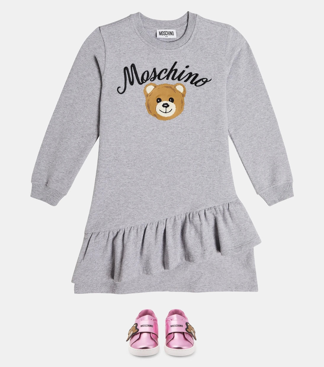 Moschino Kids - أحذية رياضية جلدية بشعار